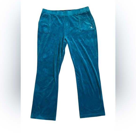 Juicy Couture Pants - Juicy Couture Y2K Velour Track Pants Blue Turquoise XXL Lounge Cozy